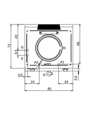 Pentola a gas monoblocco Lt.50 Riscaldamento diretto - potenza 10,5 Kw - cm 80x73x87h