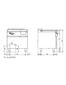 Brasiera a gas motorizzata capacità 60 lt.  - Vasca in acciaio inox - cm 80x73x87h