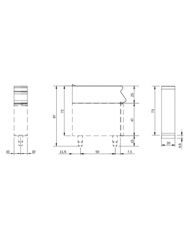 Elemento neutro per cucina professionale su vano chiuso - cm 20x73x87h