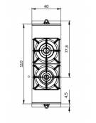 Cucina professionale a gas 2 fuochi su armadio aperto con piano stampato - Potenza totale Kw 16 - cm 40x90x87h