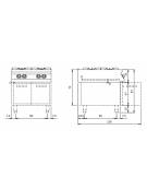 Cucina a gas 4 fuochi su armadio con 2 porte - bruciatori 3x10 kw + 1x6 kw - piano stampato - cm 80x90x87h