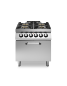 Cucina a gas 4 fuochi con forno elettrico - bruciatori 3x10 kw + 1x6 kw - piano stampato - cm 80x90x87h