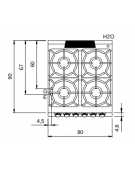 Cucina a gas 4 fuochi con forno elettrico - bruciatori 3x10 kw + 1x6 kw - piano stampato - cm 80x90x87h