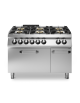 Cucina a gas 6 fuochi con piano stampato e forno elettrico statico GN 2/1 - 4 Fuochi da 10 Kw e 2 da 6 Kw - cm 120x90x87h