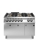 Cucina a gas 6 fuochi con piano stampato e forno elettrico ventilato - 4 Fuochi da 10 KW e 2 da 6 Kw - cm 120x90x87h