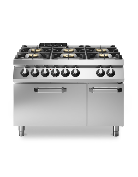 Cucina a gas 6 fuochi con piano stampato e forno elettrico ventilato - 4 Fuochi da 10 KW e 2 da 6 Kw - cm 120x90x87h