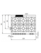 Cucina a gas 6 fuochi con piano stampato e forno elettrico ventilato - 4 Fuochi da 10 KW e 2 da 6 Kw - cm 120x90x87h