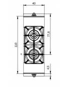 Cucina a gas 2 fuochi da banco - bruciatori 1x5,5 kw + 1x7,5 kw - bacinelle smaltate - cm 40x90x28h