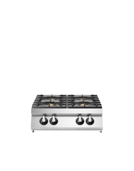 Cucina a gas da banco 4 fuochi professionale - bruciatori 2x5,5 kw + 2x7,5 kw - bacinelle smaltate - cm 80x90x28h