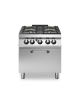 Cucina a gas 4 fuochi con forno a gas statico GN 2/1- Bacinelle smaltate - potenza totale 34 Kw - cm 80x90x87h
