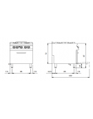 Cucina a gas 4 fuochi con forno a gas statico GN 2/1- Bacinelle smaltate - potenza totale 34 Kw - cm 80x90x87h