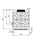 Cucina a gas 4 fuochi con forno elettrico a convezione - Bacinelle smaltate - potenza totale 26 Kw - cm 80x90x87h