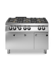 Cucina gas 6 fuochi con forno a gas GN 2/1 statico e armadio neutro - Bacinelle smaltate - potenza totale 45 Kw - cm 120x90x87h