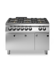 Cucina a gas 6 fuochi con forno elettrico a convezione GN 2/1 e armadio neutro - Bacinelle smaltate - cm 120x90x87h