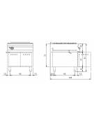 Cucina tuttapiastra a gas su armadio aperto - 1 bruciatore da 12 Kw - cm 80x90x85h