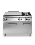 Cucina a gas 2 fuochi + tuttapiastra con forno a gas e porta neutra - piano stampato - cm 120x90x87h