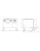 Cucina a gas 2 fuochi + tuttapiastra con forno a gas e porta neutra - piano stampato - cm 120x90x87h