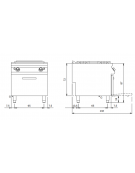 Cucina a gas 2 fuochi + tuttapiastra con forno a gas - piano stampato - potenza totale 31 Kw - cm 80x90x87h