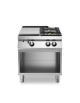 Cucina a gas 2 fuochi + tuttapiastra su vano aperto - bacinelle smaltate - potenza totale 20 Kw - cm 80x90x87h