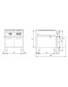 Cucina a gas 2 fuochi + tuttapiastra su vano aperto - bacinelle smaltate - potenza totale 20 Kw - cm 80x90x87h