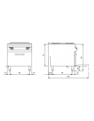 Cucina a gas 2 fuochi + tuttapiastra con forno a gas - bacinelle smaltate - potenza totale 28 Kw - cm 80x90x87h