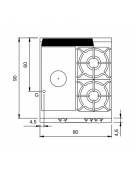 Cucina a gas 2 fuochi + tuttapiastra con forno a gas - bacinelle smaltate - potenza totale 28 Kw - cm 80x90x87h