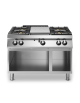 Cucina a gas 4 fuochi + tuttapiastra su vano aperto - bacinelle smaltate - potenza totale 33 Kw - cm 120x90x87h