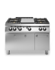 Cucina a gas 4 fuochi + tuttapiastra con forno a gas e porta neutra - bacinelle smaltate - cm 120x90x87h