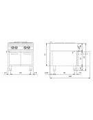 Cucina elettrica professionale 4 piastre quadre su armadio chiuso con antine - potenza 4 x 4 Kw - cm 80x90x87h