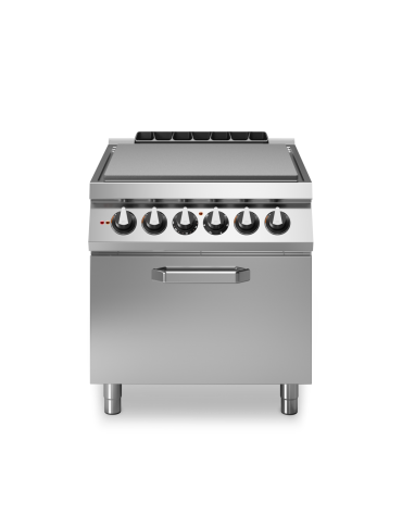 Cucina tuttapiastra elettrico con Forno ventilato elettrico a convezione - potenza totate 19,6 Kw -  cm 80x90x87h