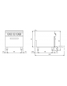 Cucina tuttapiastra elettrico con Forno ventilato elettrico a convezione - potenza totate 19,6 Kw -  cm 80x90x87h