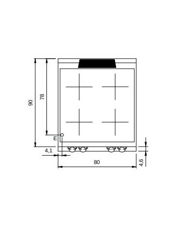 Cucina a induzione da banco per ristoranti - 4 Zone di cottura da 5 Kw - cm 80x90x28h