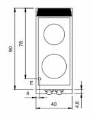 Cucina elettrica ad infrarossi su vano aperto - 2 zone cottura - potenza 2x3,4 kW - cm 40x90x87h