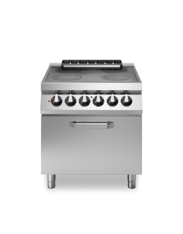 Cucina elettrica ad infrarossi con forno elettrico statico - 4 zone cottura - potenza totale 19,6 kW - cm 80x90x87h