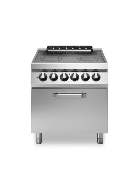 Cucina elettrica ad infrarossi con forno elettrico statico - 4 zone cottura - potenza totale 19,6 kW - cm 80x90x87h