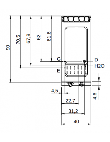 Cuocipasta a gas 1 vasca capacità 40 lt - potenza 14 Kw - cm 40x90x87h