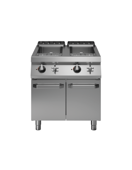 Cuocipasta a gas 2 vasche capacità 40+40 lt - potenza 14+14 Kw - cm 80x90x87h