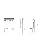 Cuocipasta a gas 2 vasche capacità 40+40 lt - potenza 14+14 Kw - cm 80x90x87h