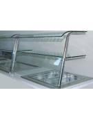 Mensole 2 livelli in cristallo con supporti tubo inox da cm.198