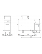 Friggitrice a gas su mobile con vasca libera e bruciatori esterni - 1 Vasca da lt. 17 - potenza 16 Kw - cm 40x90x87h