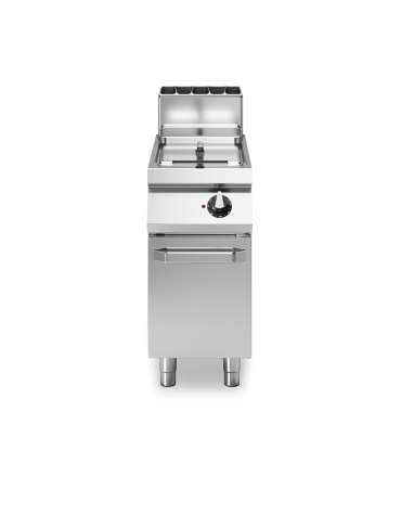Friggitrice a gas su mobile con vasca libera e bruciatori esterni - 1 Vasca da lt. 21 - potenza 19 Kw - cm 40x90x87h