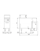 Friggitrice a gas su mobile con vasca libera e bruciatori esterni - 1 Vasca da lt. 21 - potenza 19 Kw - cm 40x90x87h