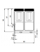 Friggitrice a gas su mobile con 2 vasche libere e bruciatori esterni - 2 Vasche da lt. 13+13 - potenza 12+12 Kw - cm 80x90x87h