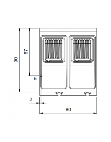 Friggitrice elettrica su armadio chiuso 2 vasche da 13+13 lt. - Resistenze rotanti - cm 80x90x87h