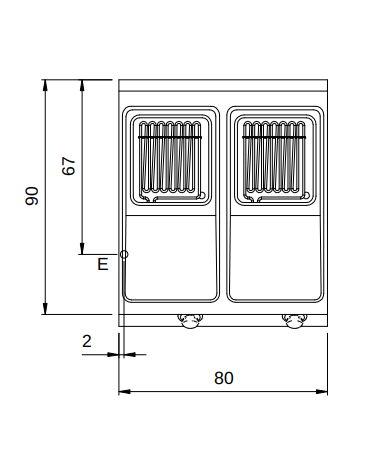 Friggitrice elettrica su armadio chiuso 2 vasche da 17+17 lt. - Resistenze rotanti - cm 80x90x87h