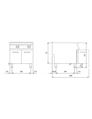 Friggitrice elettrica su armadio chiuso 2 vasche da 17+17 lt. - Resistenze rotanti - cm 80x90x87h