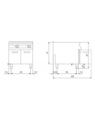 Friggitrice elettrica su armadio chiuso 2 vasche da 21+21 lt. - Resistenze rotanti - cm 80x90x87h