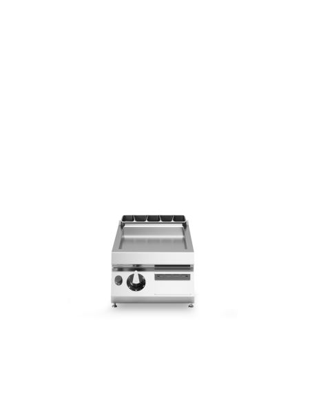Fry Top a gas con piastra liscia cromata versione top da banco - potenza 10,5 Kw - cm 40x90x28h