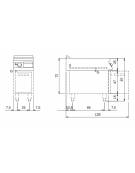 Fry Top a gas con piastra rigata cromata su armadio aperto - potenza 10,5 Kw - cm 40x90x87h