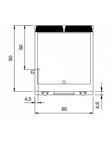 Fry top a gas piastra cromata 2/3 Liscia 1/3 rigata su armadio chiuso con antine - cm 80x90x87h